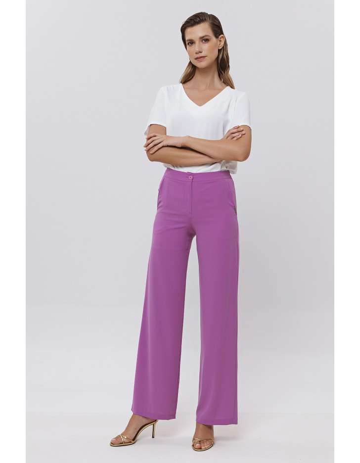 Παντελόνα κρεπ σε ύφασμα χυτό