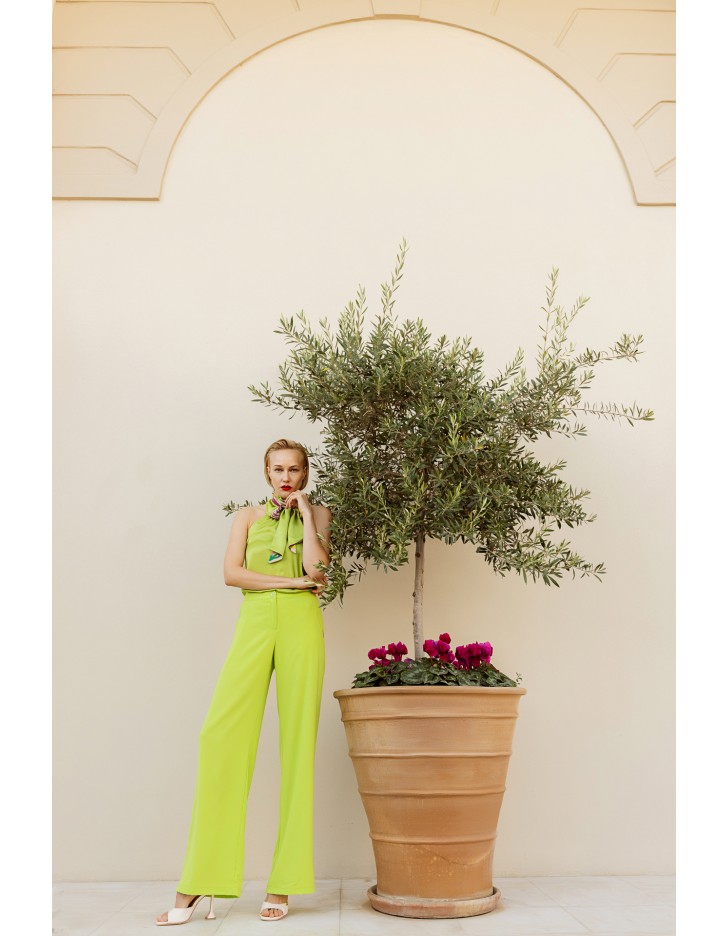 Παντελόνα κρεπ σε ύφασμα χυτό