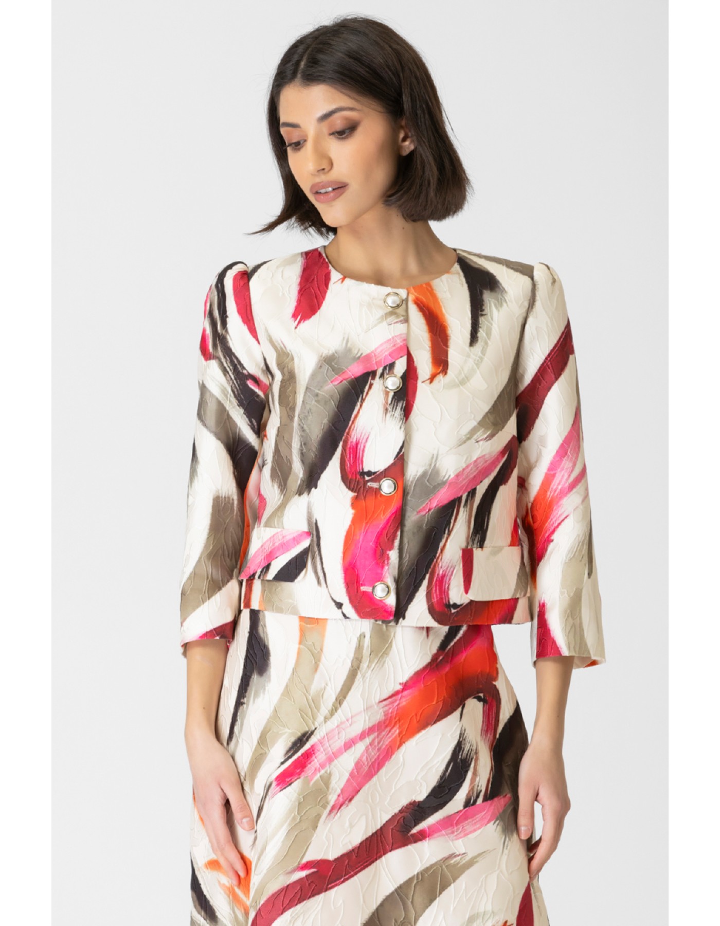 Σακάκι μπολερό ζακάρ Leila Σακάκι μπολερό ζακάρ Leila