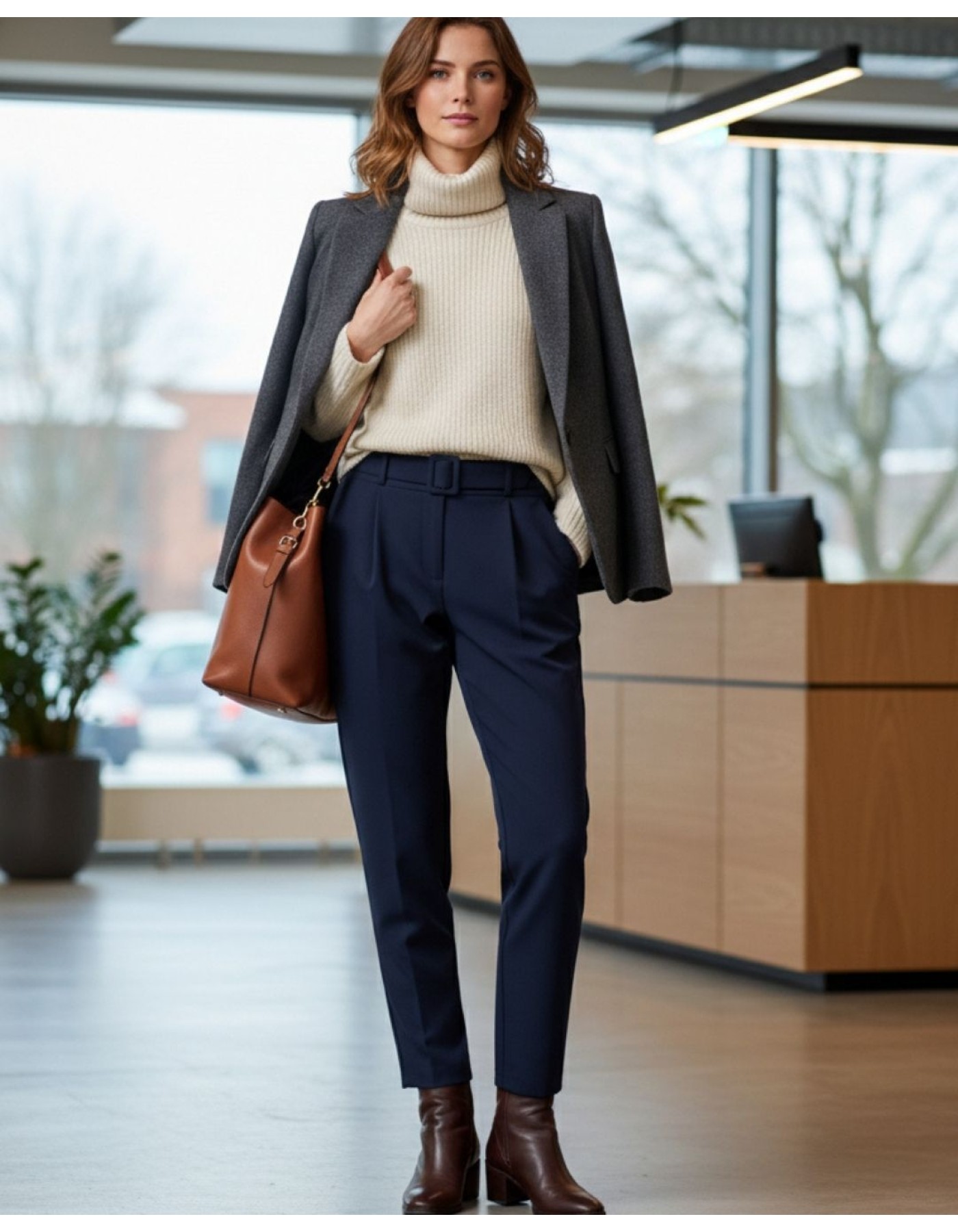 Παντελόνι κρεπ με ζώνη ντυμένη Muffin Παντελόνι κρεπ με ζώνη ντυμένη Muffin