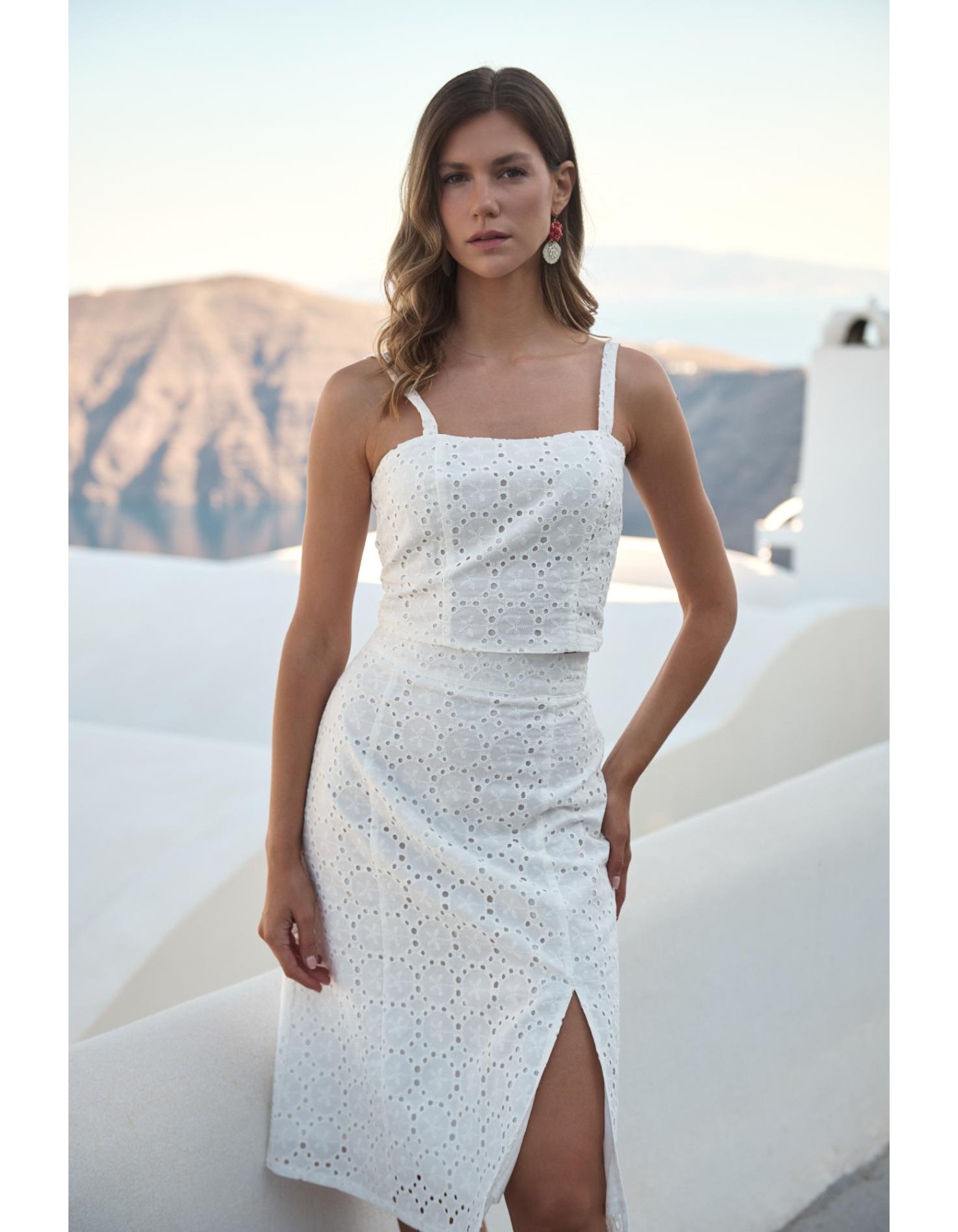 Φούστα Broderie σχίσιμο