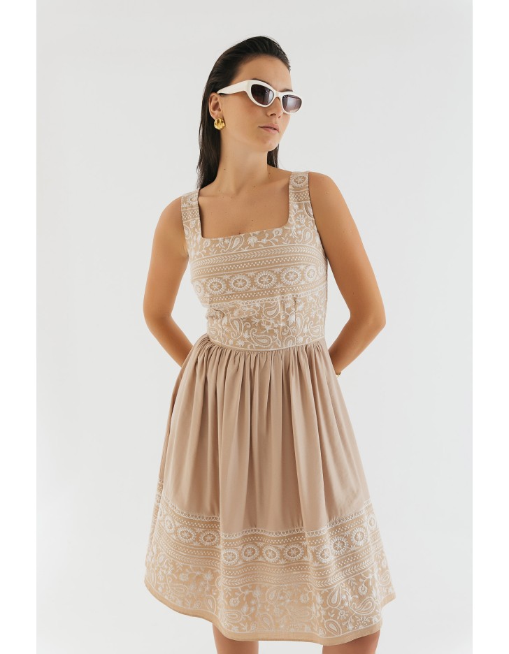Φόρεμα λινάρι κλος με κέντημα