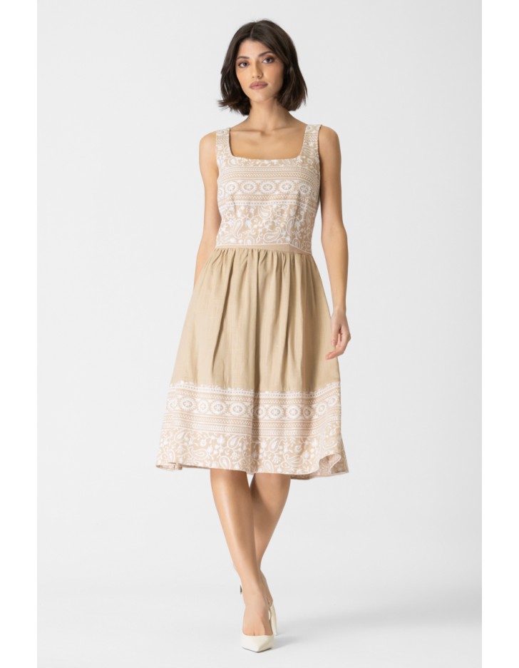 Φόρεμα λινάρι κλος με κέντημα