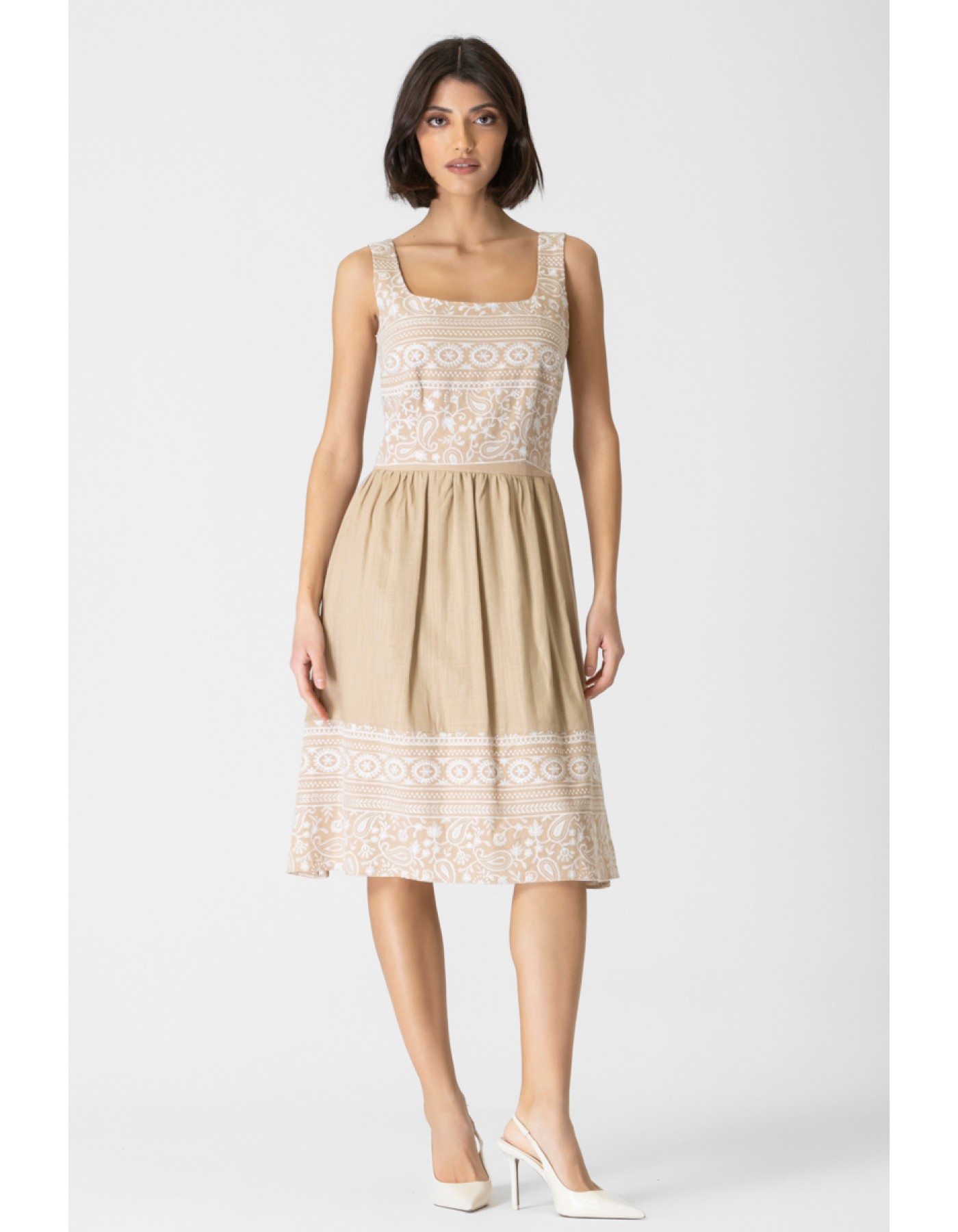 Φόρεμα λινάρι κλος με κέντημα