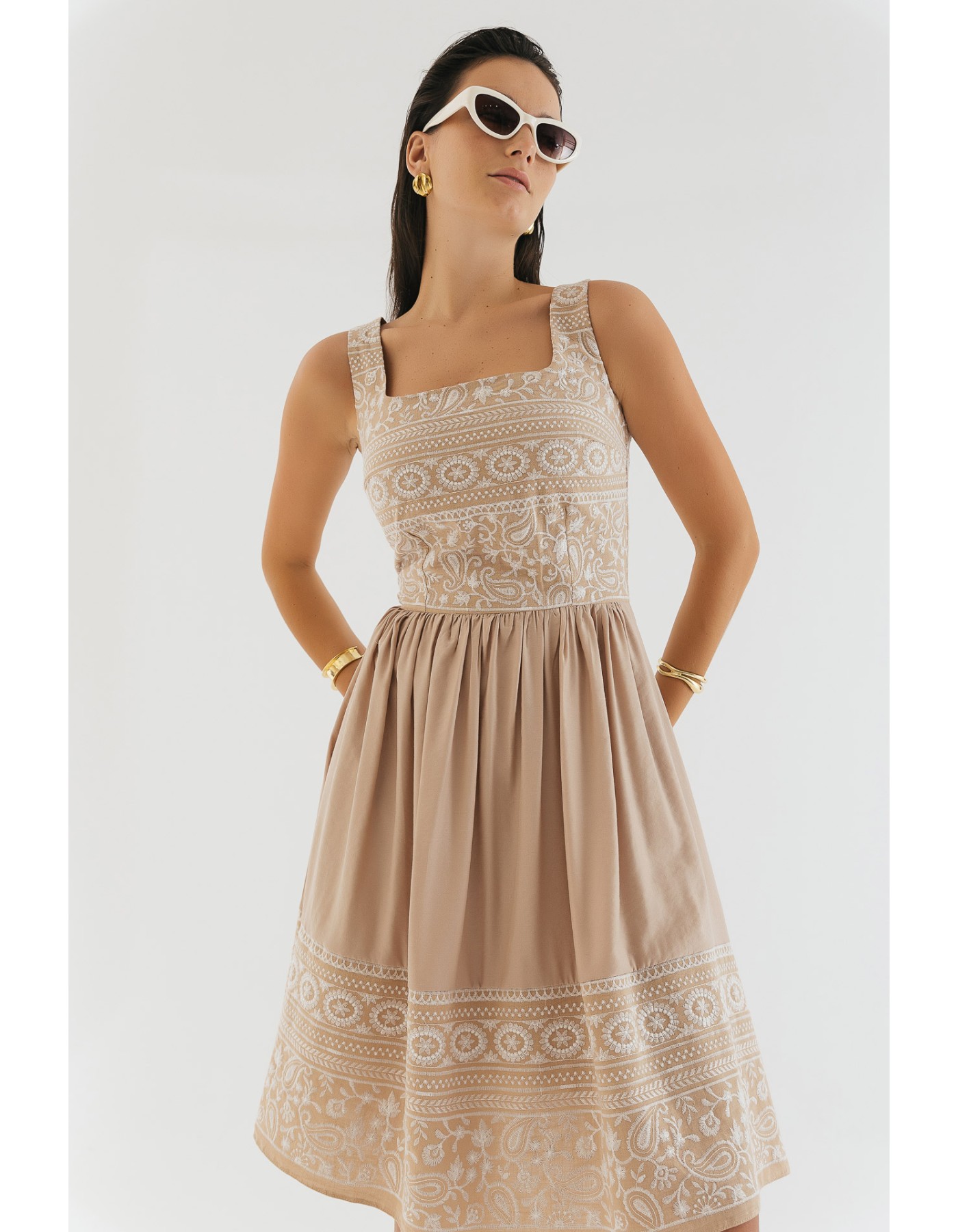 Φόρεμα λινάρι κλος με κέντημα