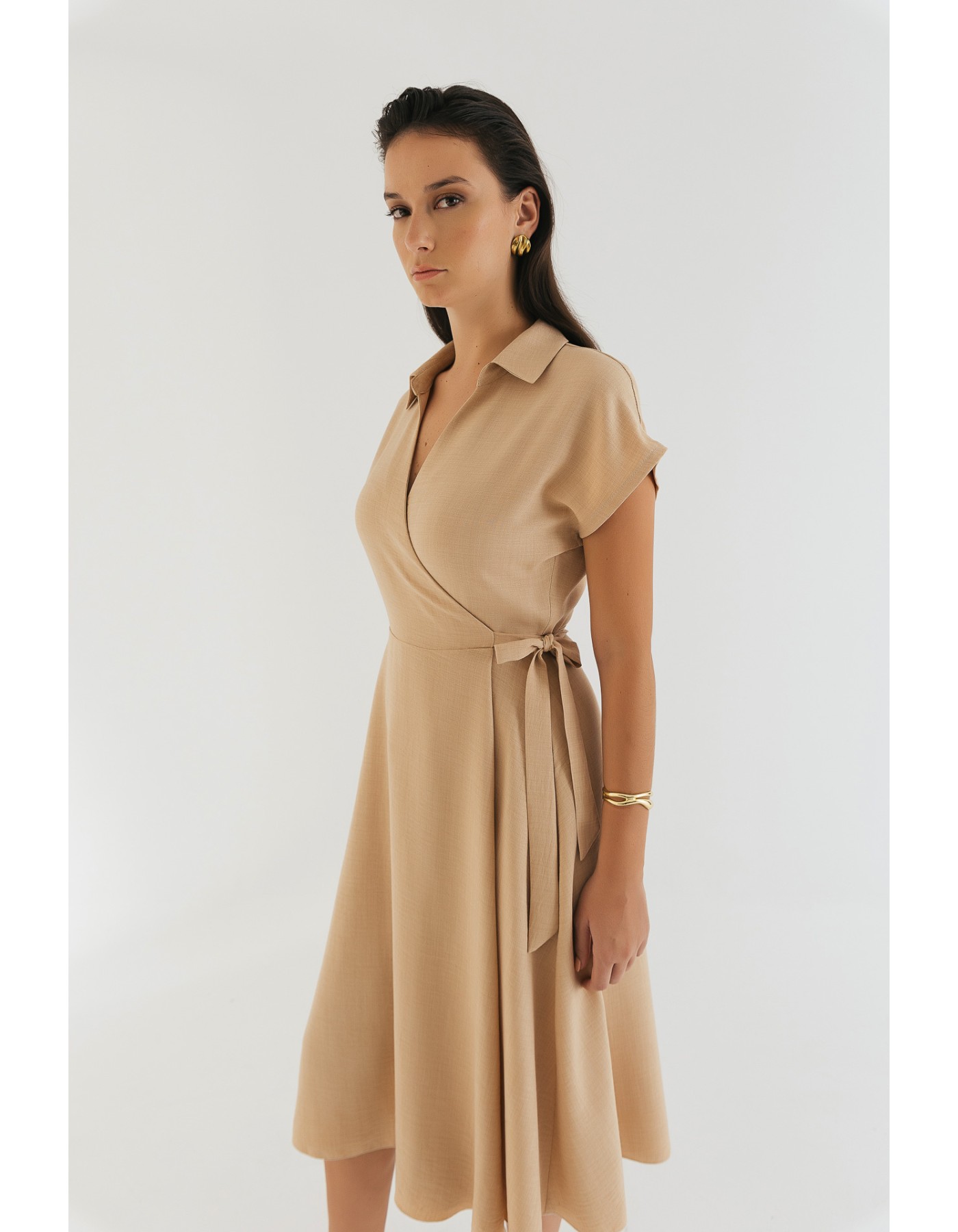 Φόρεμα Linen look δετό