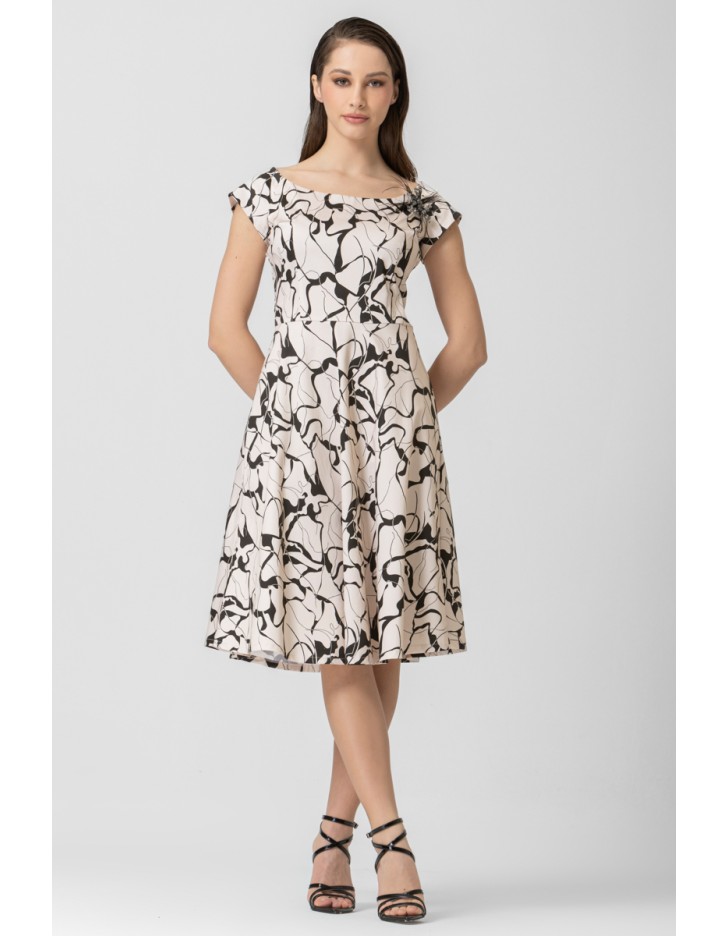 Φόρεμα εμπριμέ καμπαρντίνα με λουλούδι