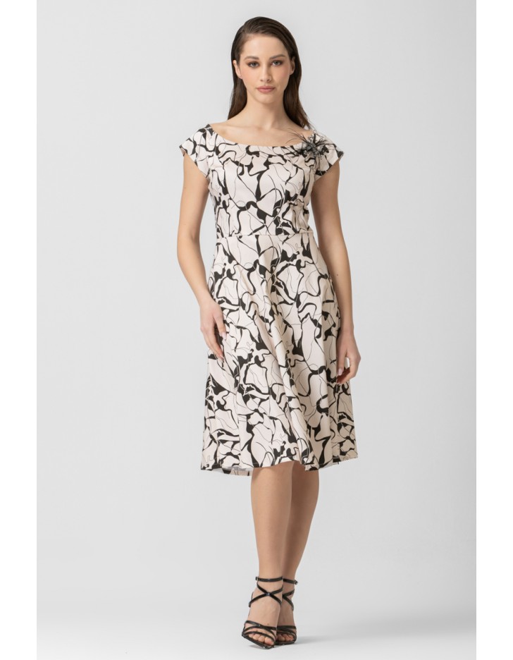 Φόρεμα εμπριμέ καμπαρντίνα με λουλούδι