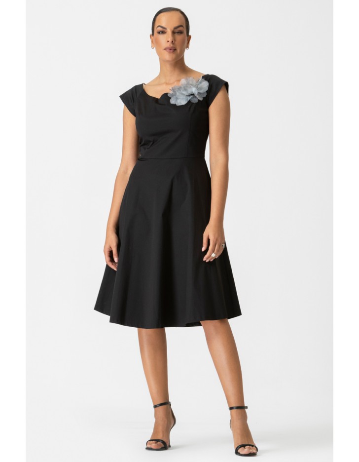 Φόρεμα καμπαρντίνα με λουλούδι