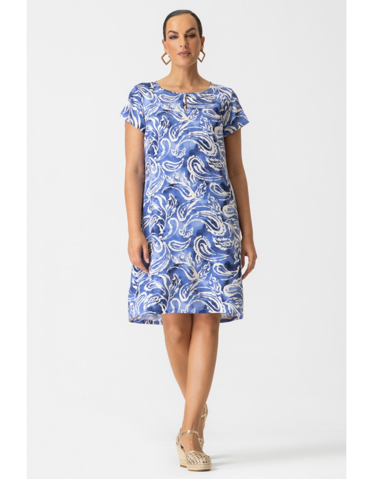 Φόρεμα εμπριμέ βισκόζ μανίκι