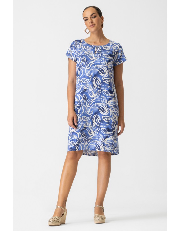 Φόρεμα εμπριμέ βισκόζ μανίκι