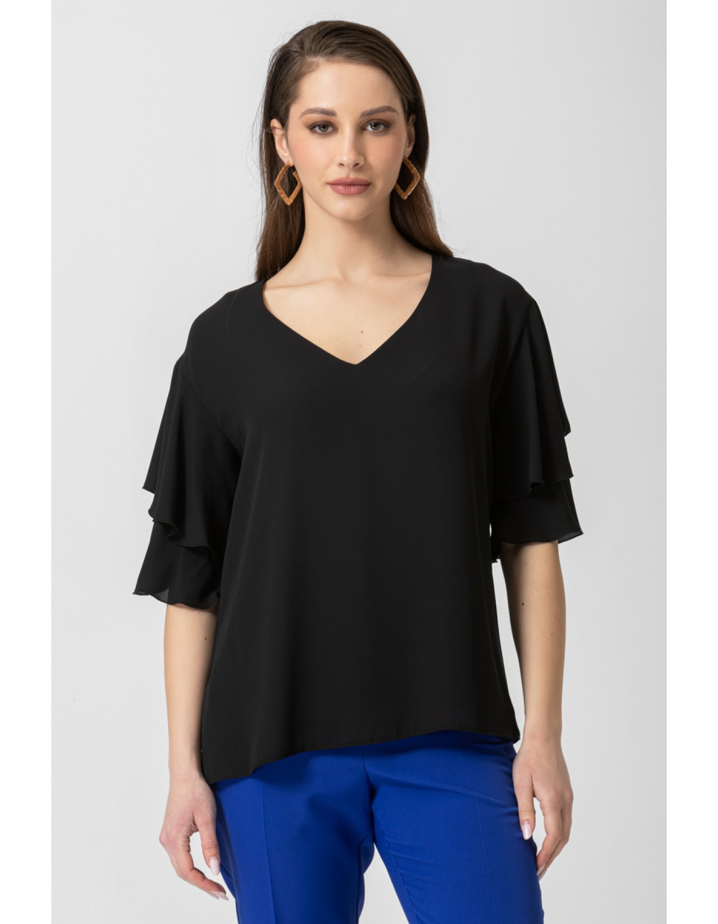 Μπλούζα ζορζέτα βολάν μανίκι Gala Μπλούζα ζορζέτα βολάν μανίκι Gala