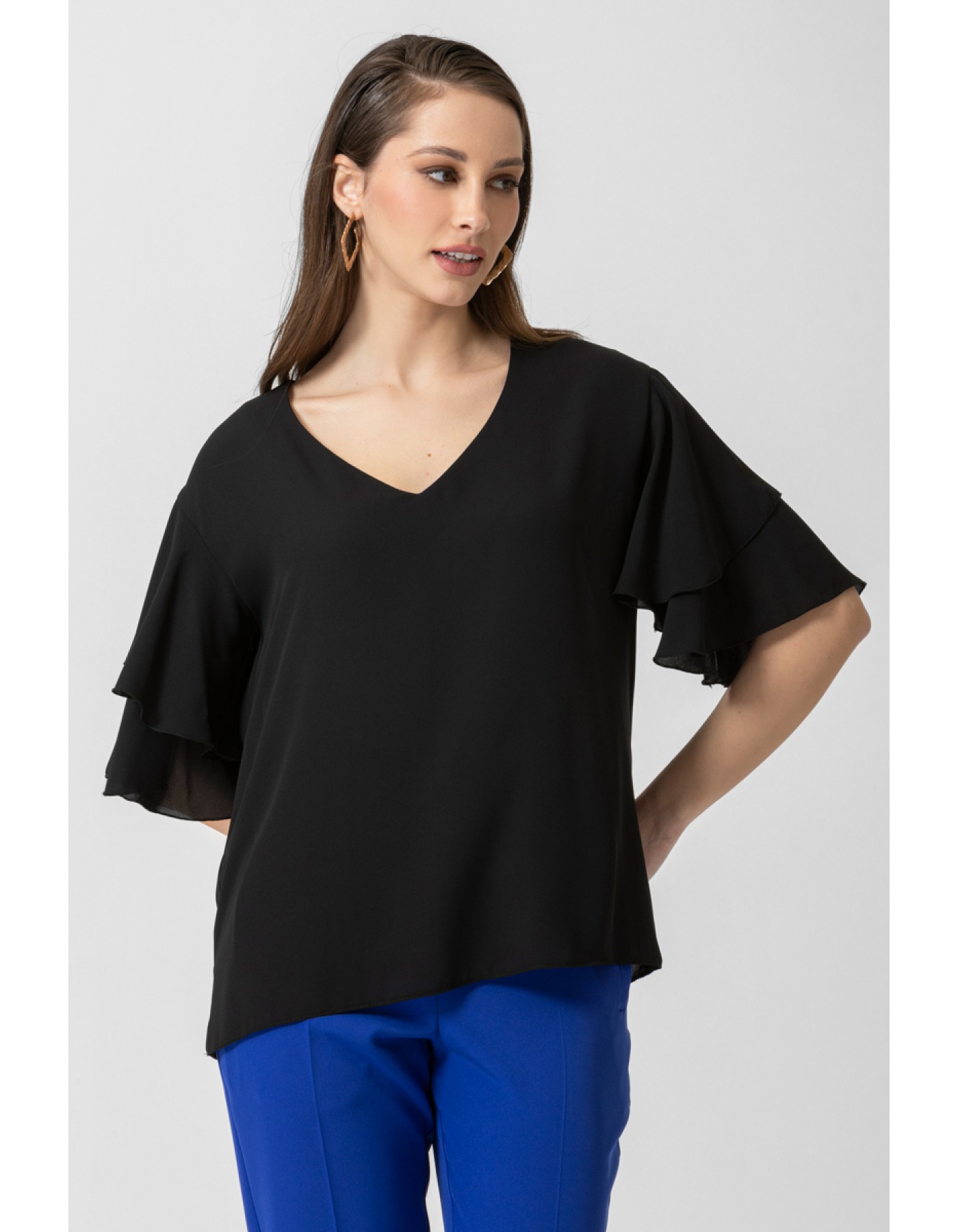 Μπλούζα ζορζέτα βολάν μανίκι Gala Μπλούζα ζορζέτα βολάν μανίκι Gala