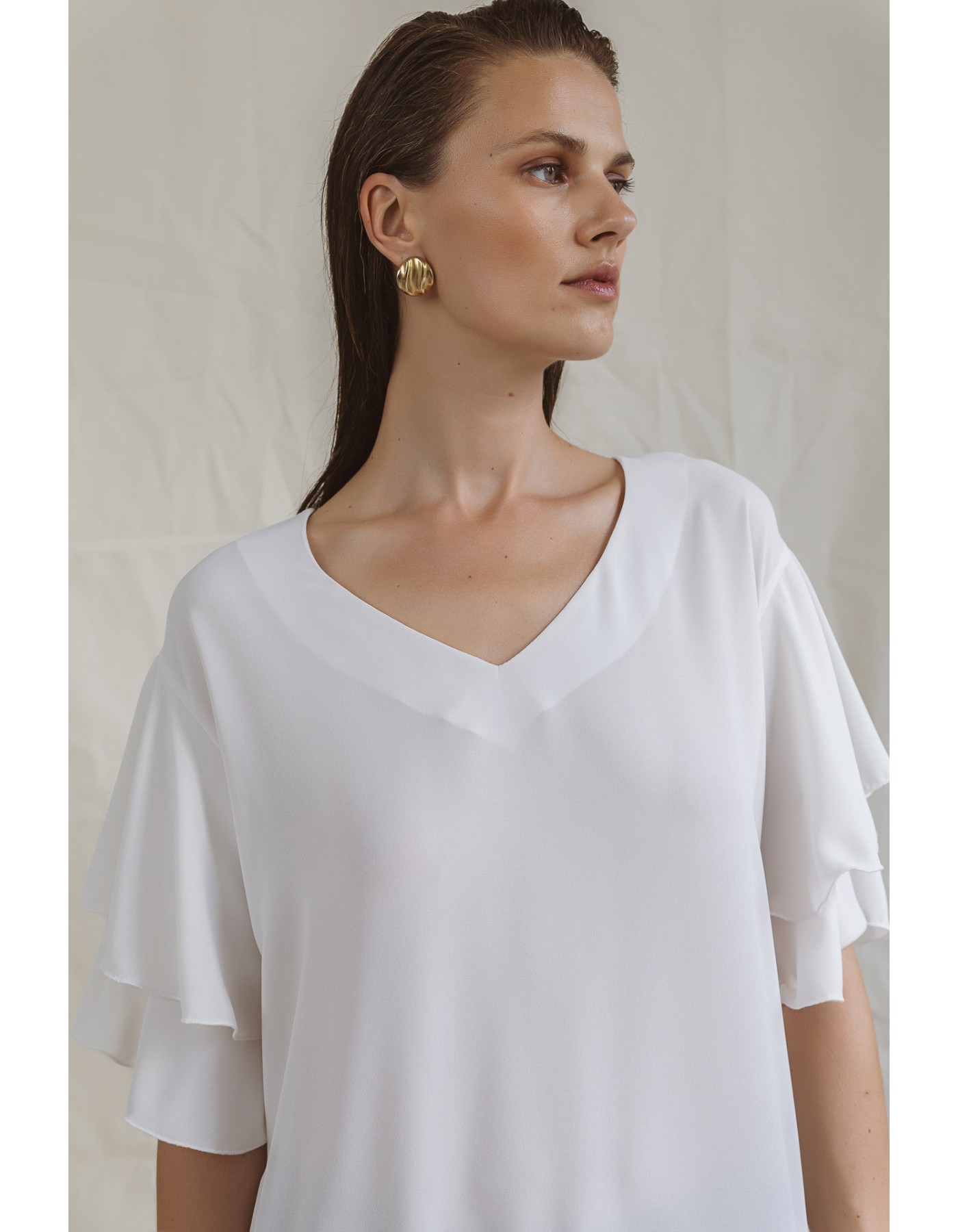 Μπλούζα ζορζέτα βολάν μανίκι Gala Μπλούζα ζορζέτα βολάν μανίκι Gala