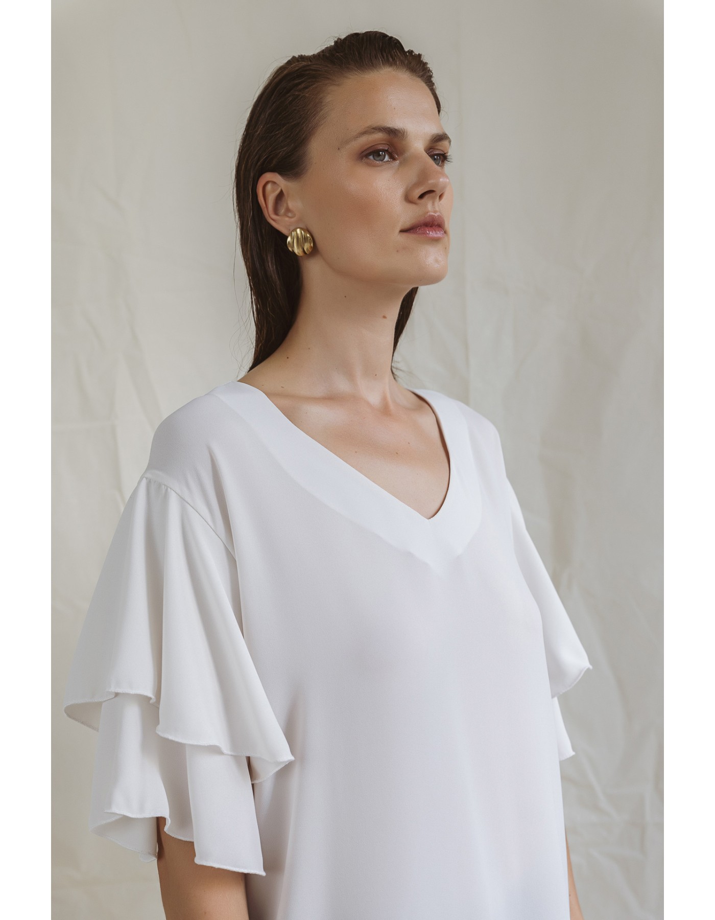 Μπλούζα ζορζέτα βολάν μανίκι Gala Μπλούζα ζορζέτα βολάν μανίκι Gala