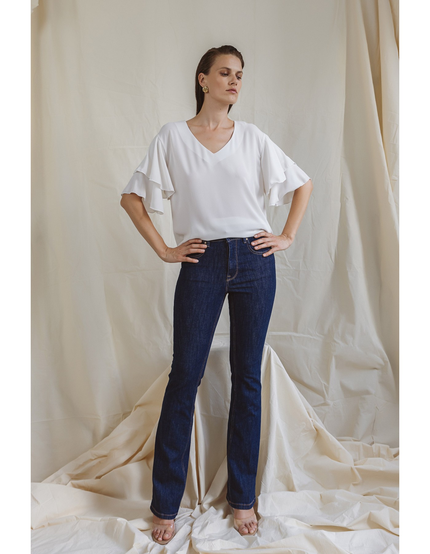 Μπλούζα ζορζέτα βολάν μανίκι Gala Μπλούζα ζορζέτα βολάν μανίκι Gala