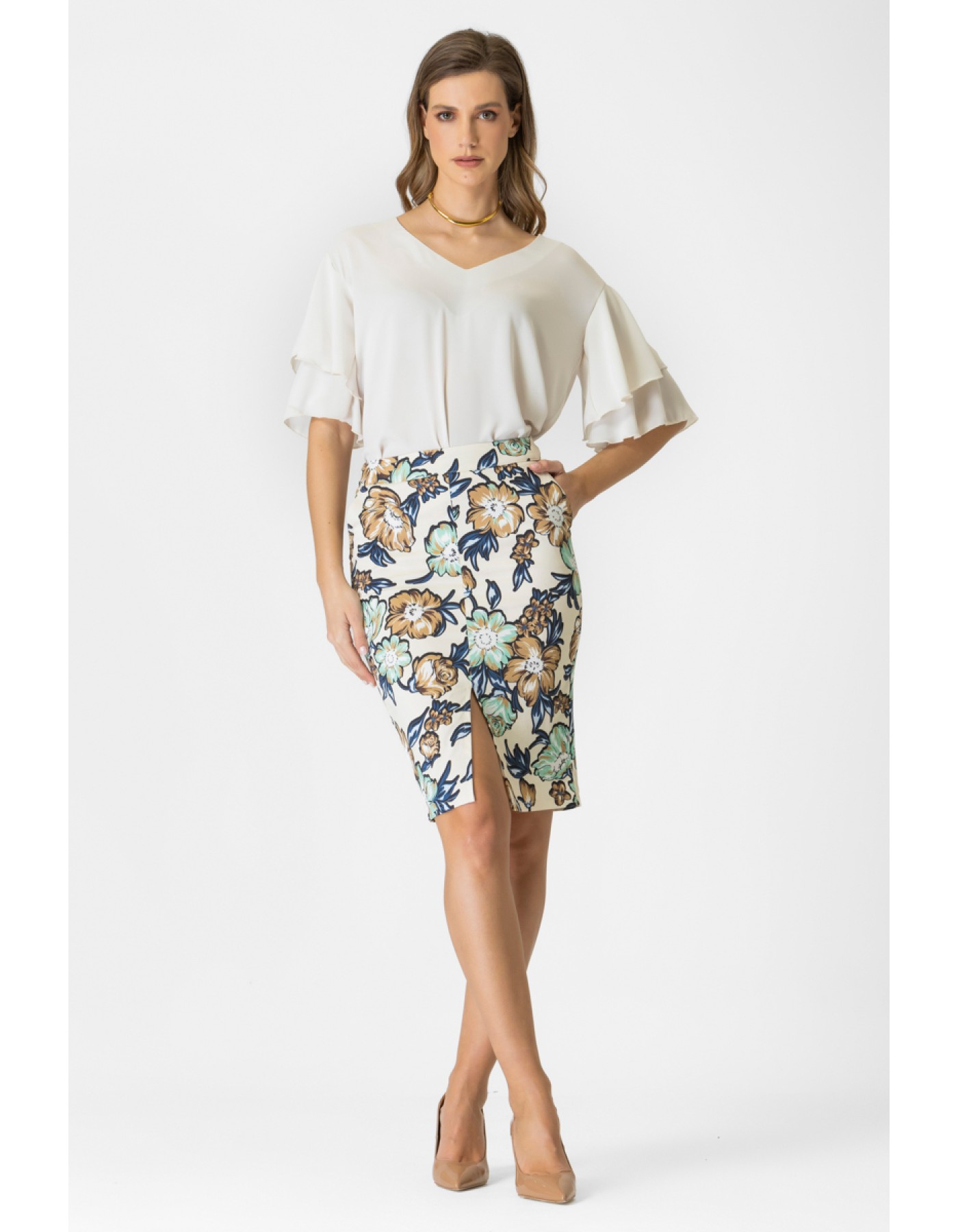 Μπλούζα ζορζέτα βολάν μανίκι Gala Μπλούζα ζορζέτα βολάν μανίκι Gala