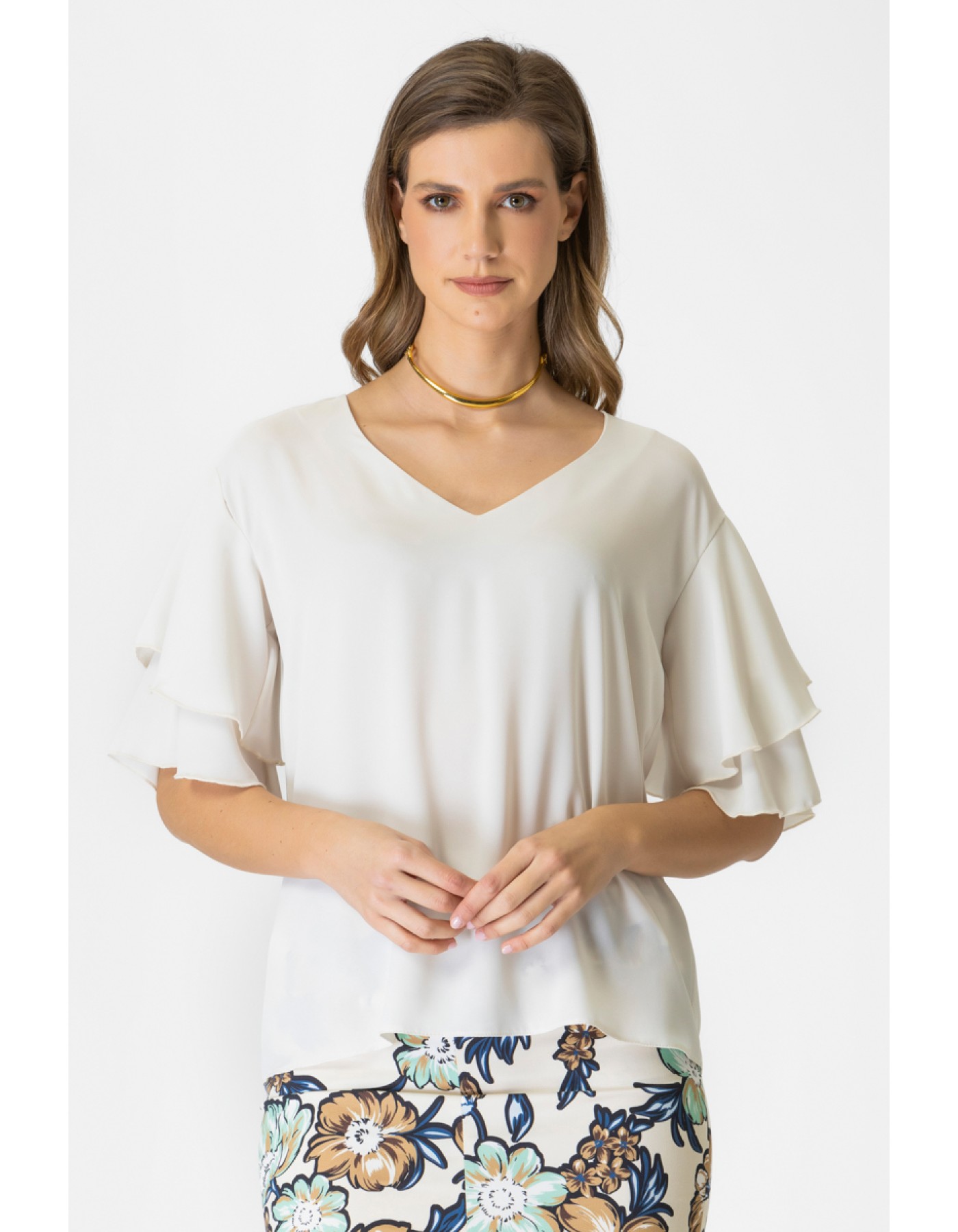 Μπλούζα ζορζέτα βολάν μανίκι Gala Μπλούζα ζορζέτα βολάν μανίκι Gala