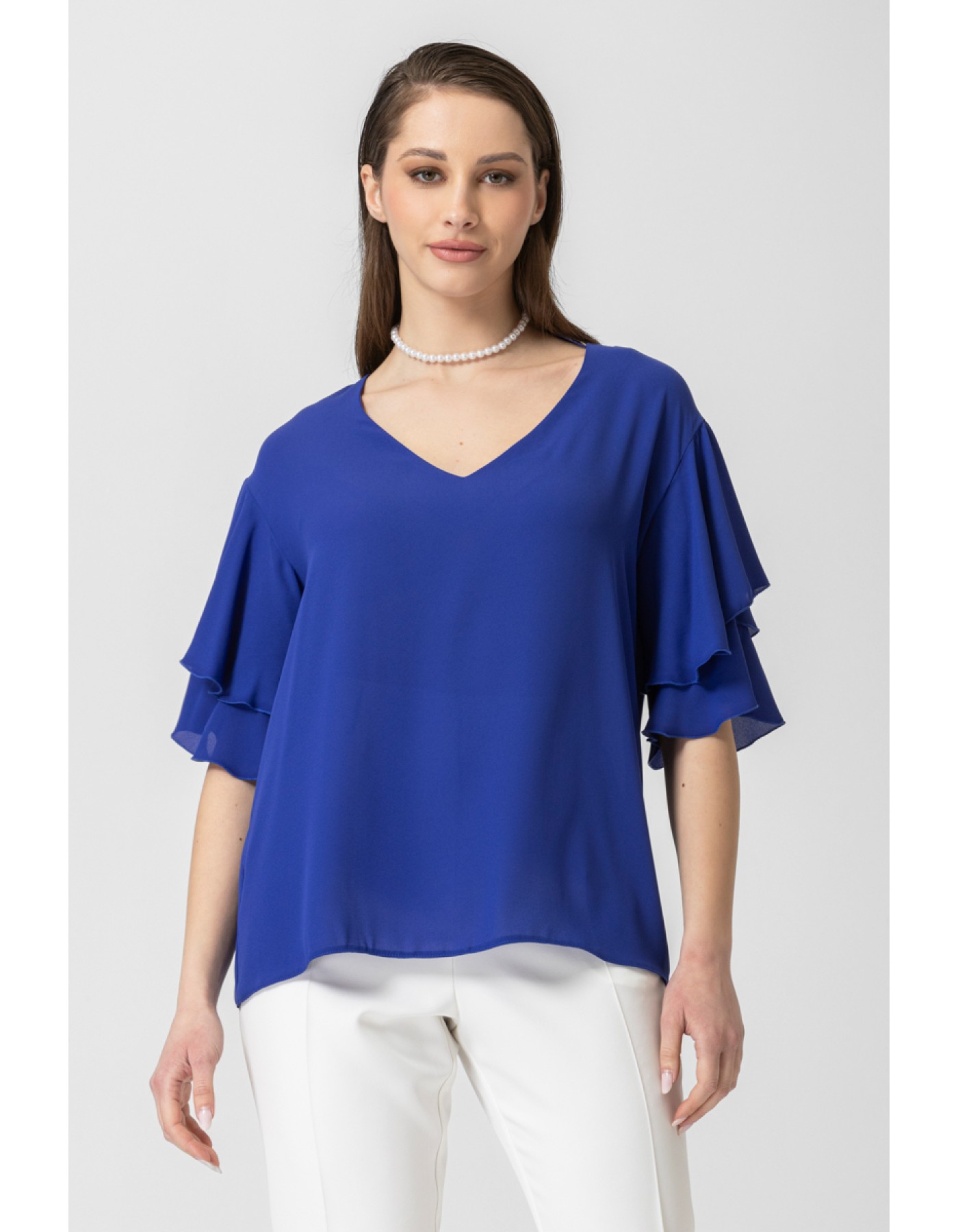 Μπλούζα ζορζέτα βολάν μανίκι Gala Μπλούζα ζορζέτα βολάν μανίκι Gala