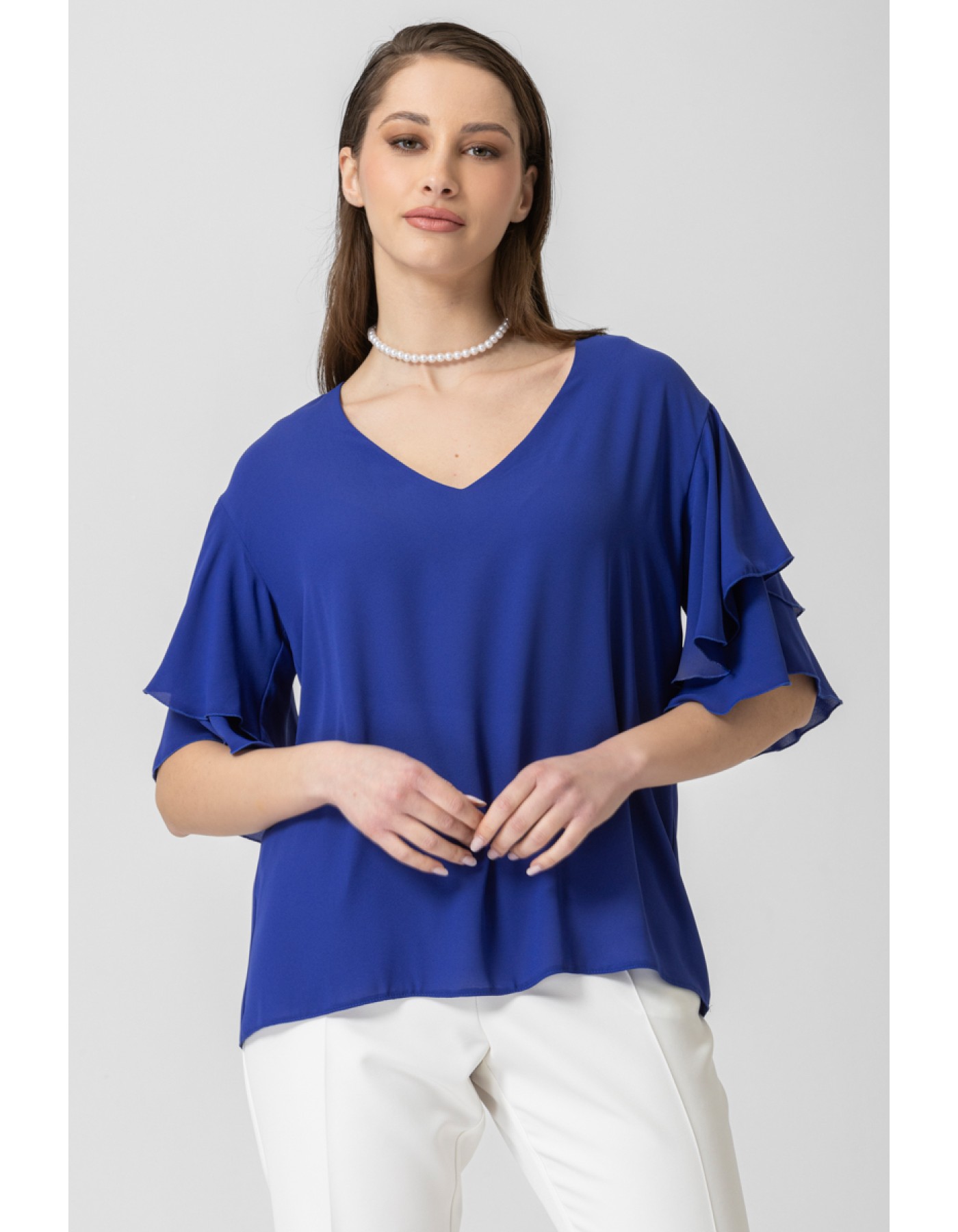 Μπλούζα ζορζέτα βολάν μανίκι Gala Μπλούζα ζορζέτα βολάν μανίκι Gala