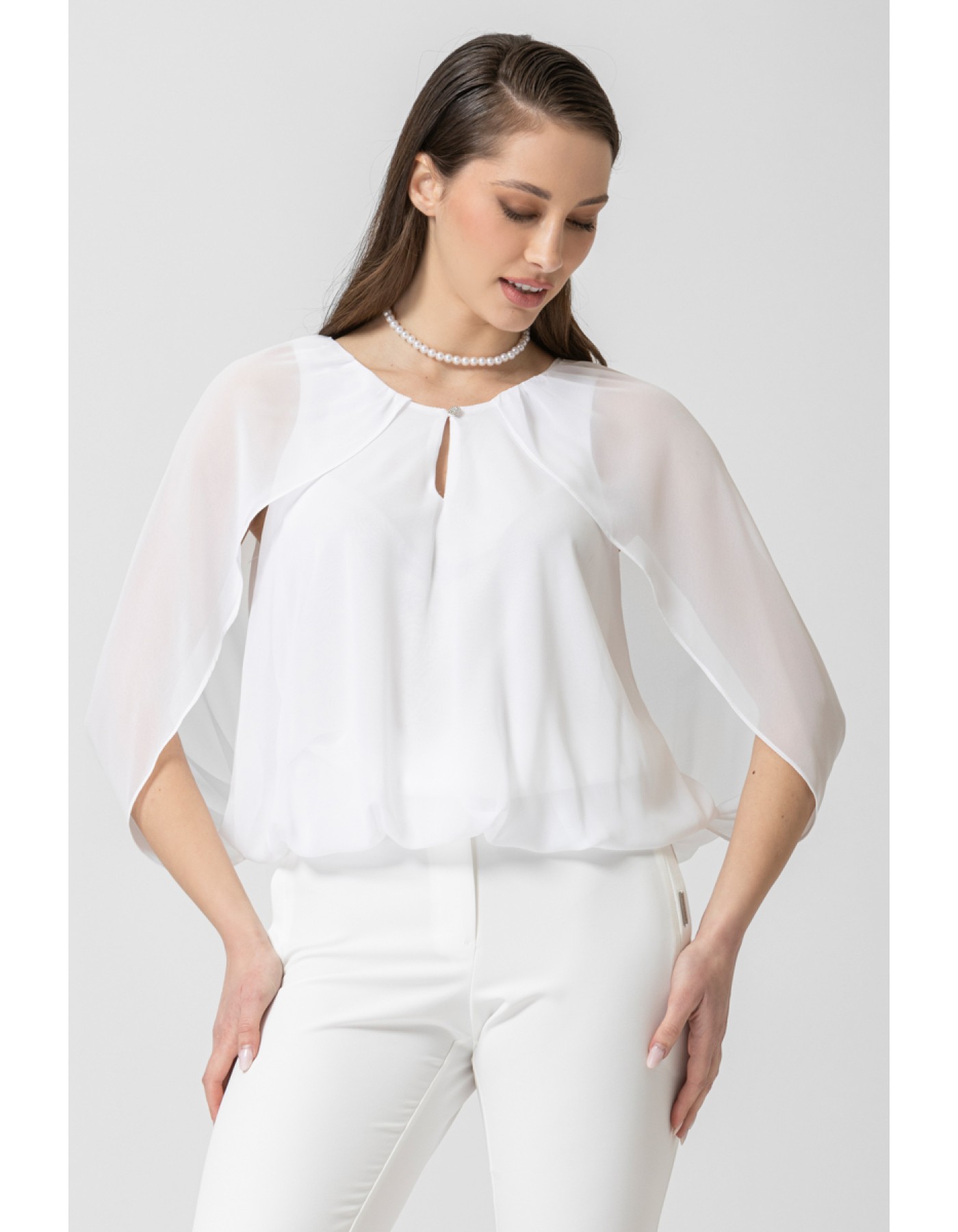 Μπλούζα διαφάνεια μανίκι νυχτερίδα Crown Μπλούζα διαφάνεια μανίκι νυχτερίδα Crown